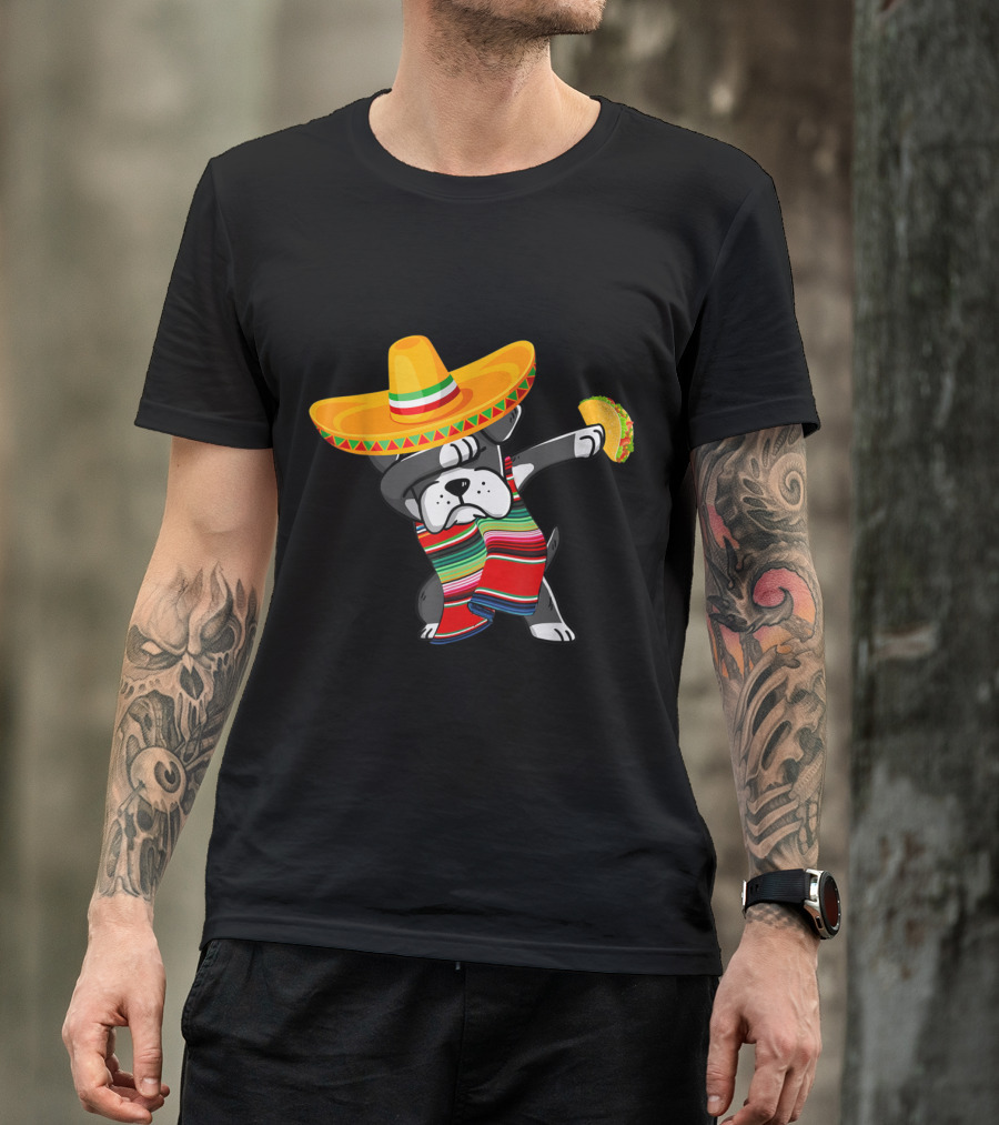 Cinco De Mayo Boxer Dog Dabbing With Sombrero And Taco T-Shirt