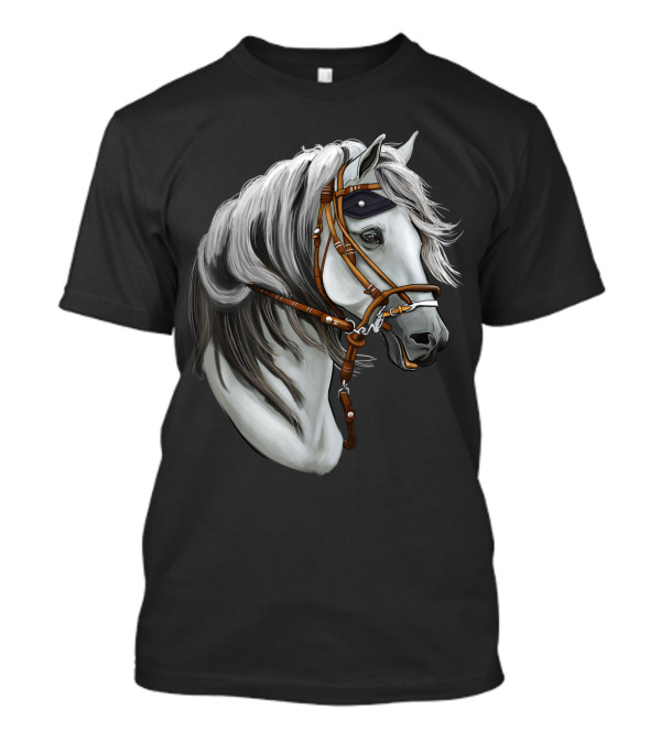 Animated Grey Horse Head With Bridle T-Shirt