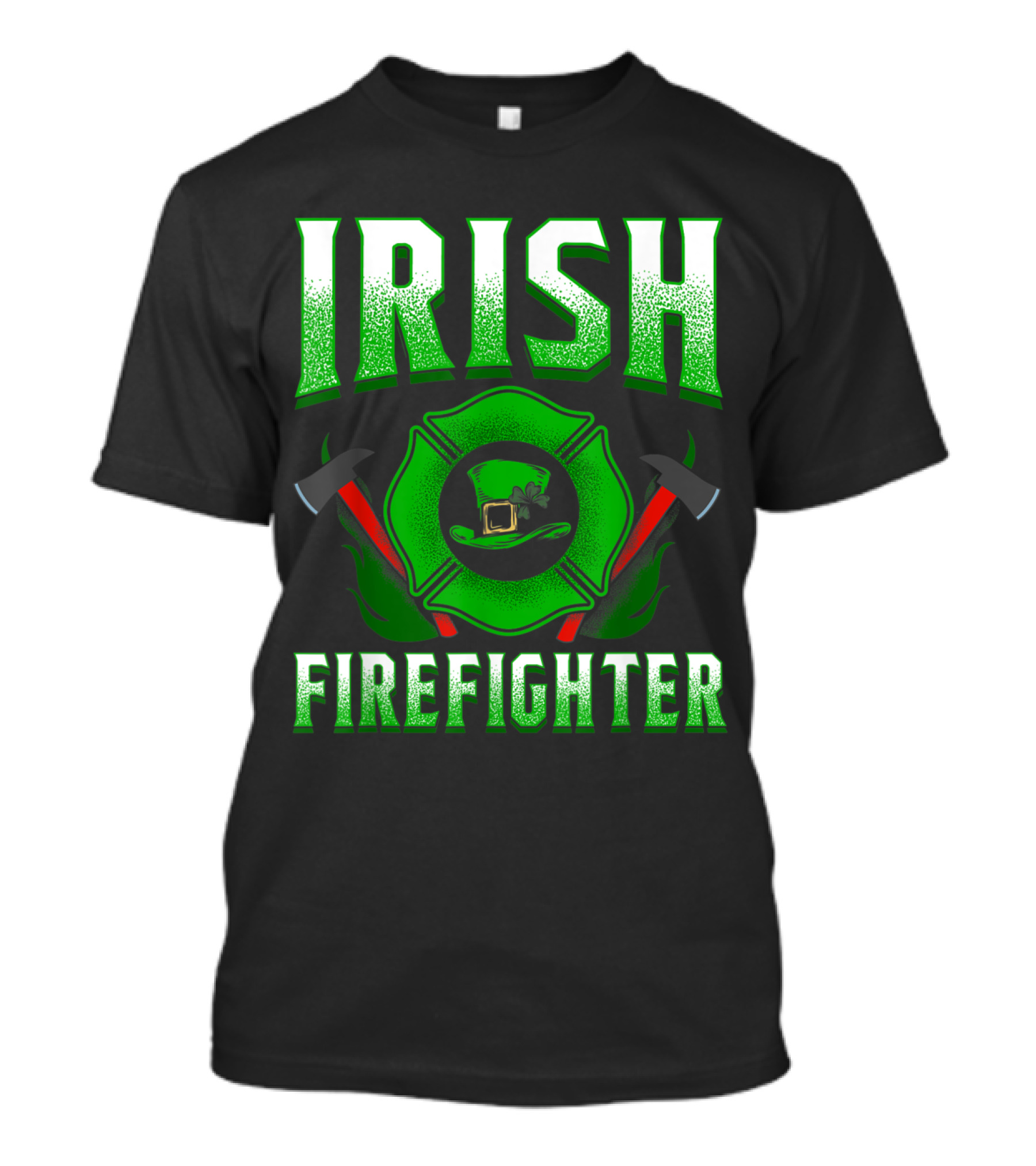 Irish Firefighter Green Maltese Cross And Hat T-Shirt