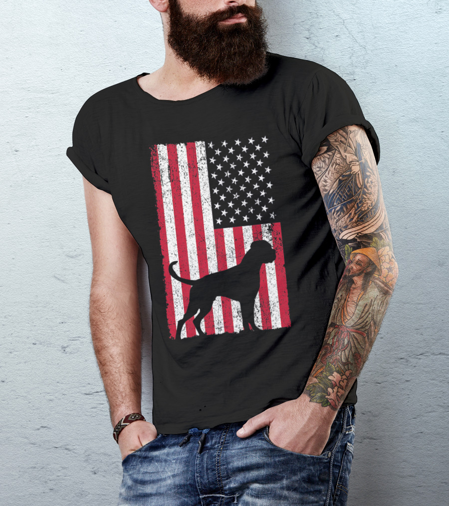 Boxer Dog Silhouette American Flag 4th Of July USA T-Shirt