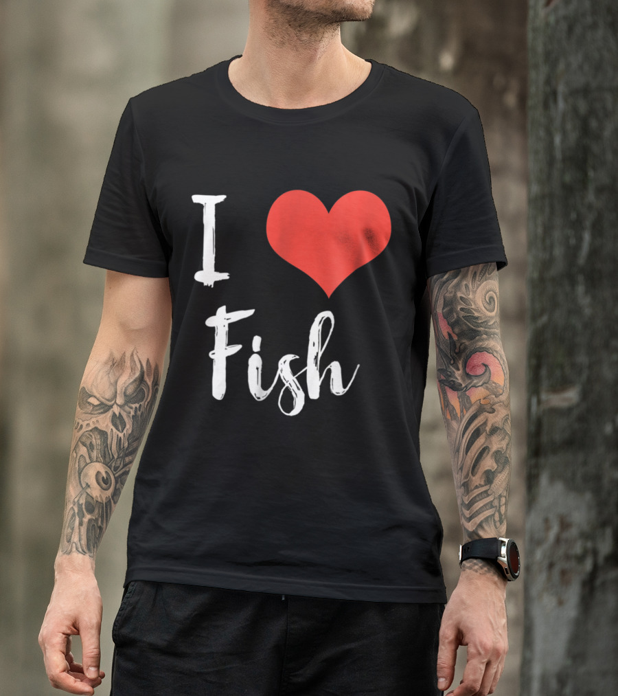 I Love Fish Heart T-Shirt