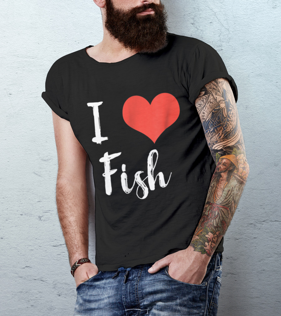 I Love Fish Heart T-Shirt
