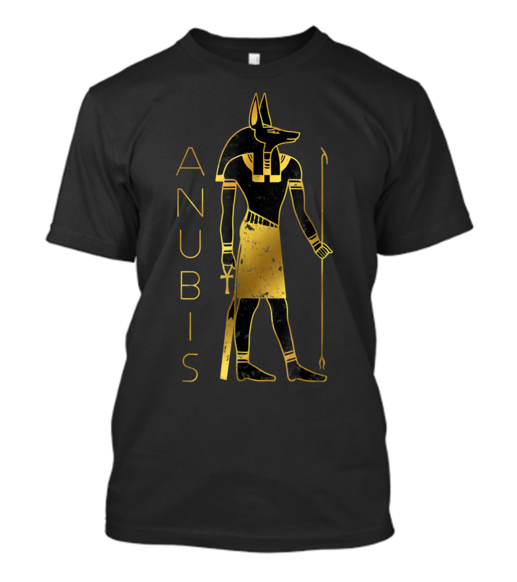 Anubis Black And Gold Egyptian God Design RgP64 T-Shirt