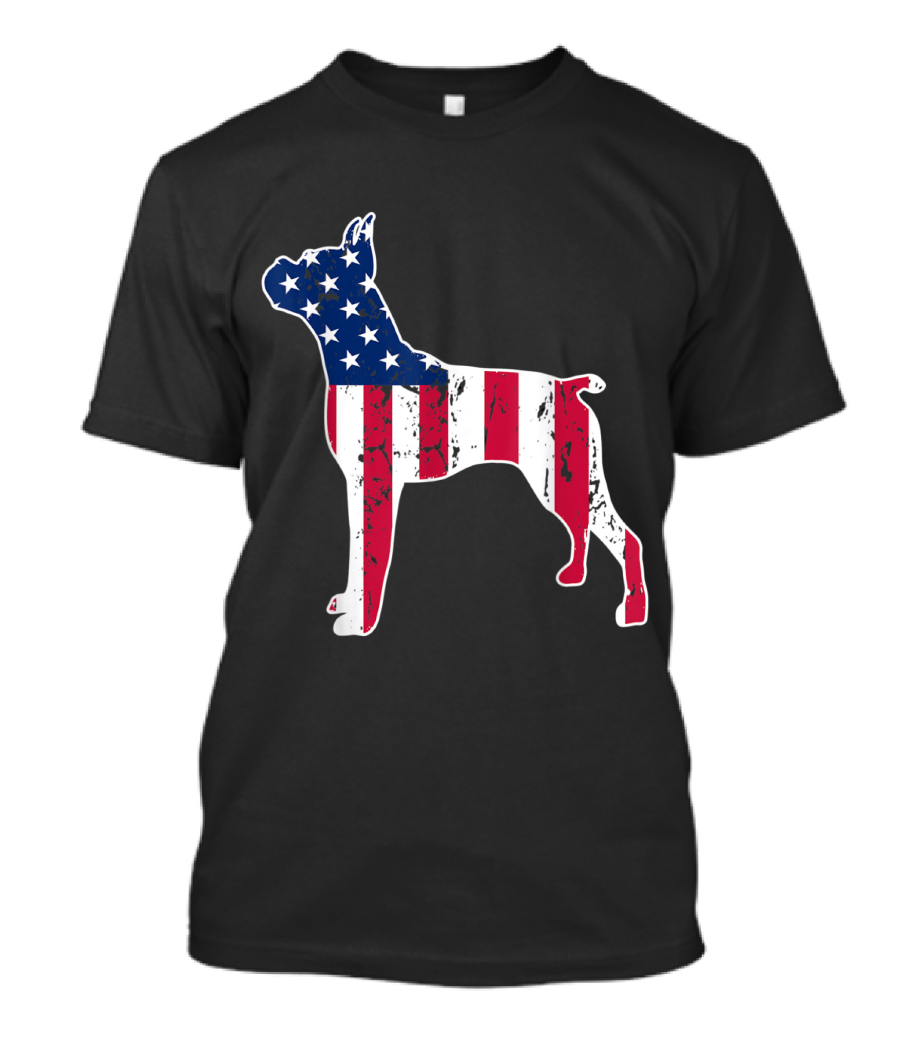 Patriotic Boxer Dog Silhouette American Flag 4th Of July T-Shirt