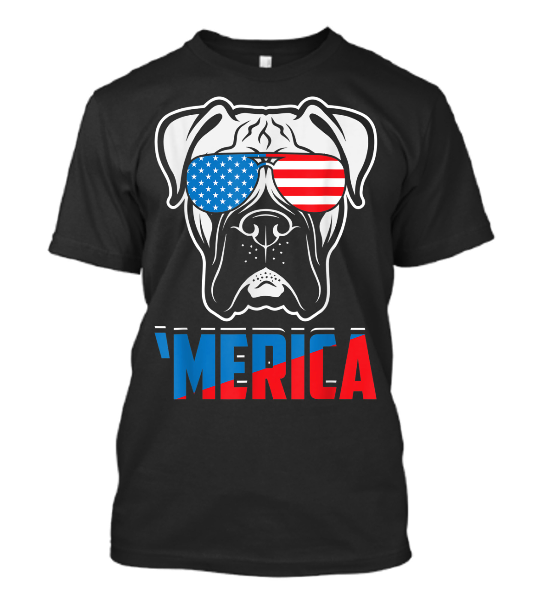 Boxer Dog 'Merica USA Flag Sunglasses Patriot T-Shirt