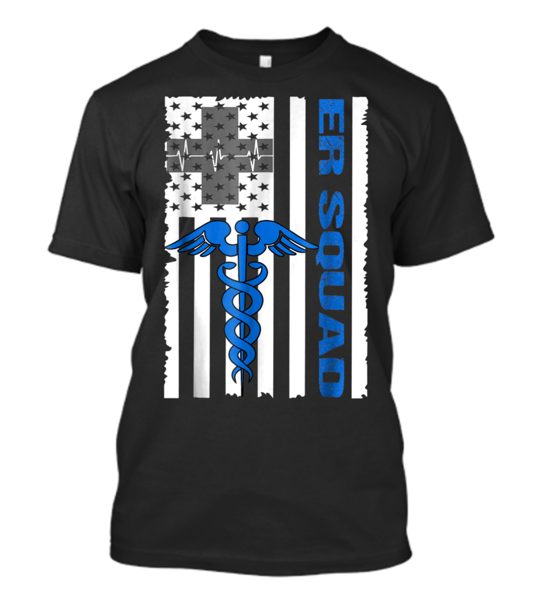 Caduceus Symbol ER Squad American Flag Emergency Room Hospital Nurse Doctor T-Shirt