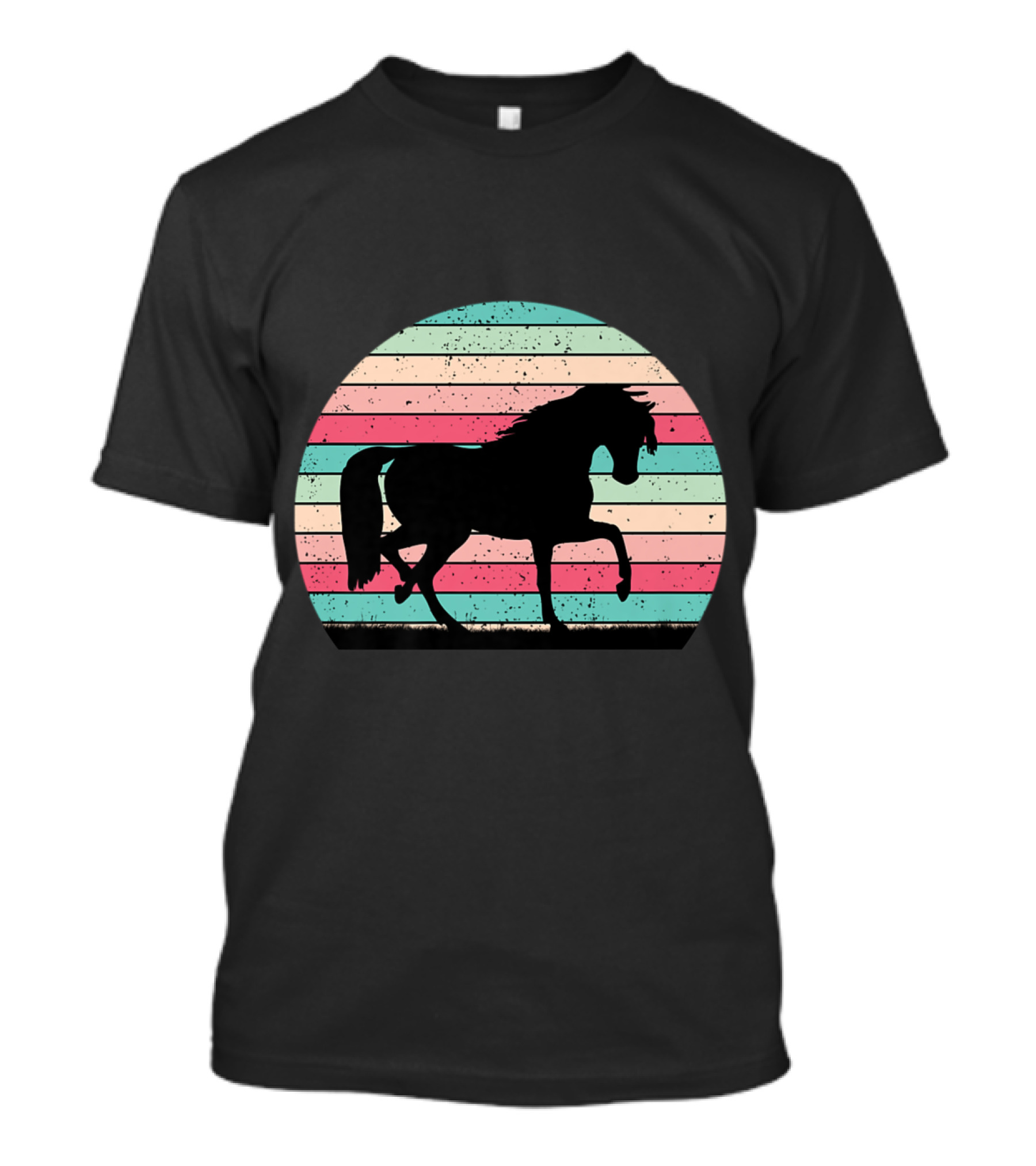Arabian Horse Beauty Silhouette Vintage Sunset Stripes T-Shirt