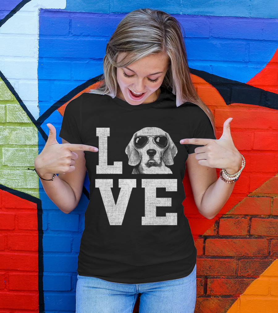 Love My Beagle Pup Wearing Sunglasses T-Shirt