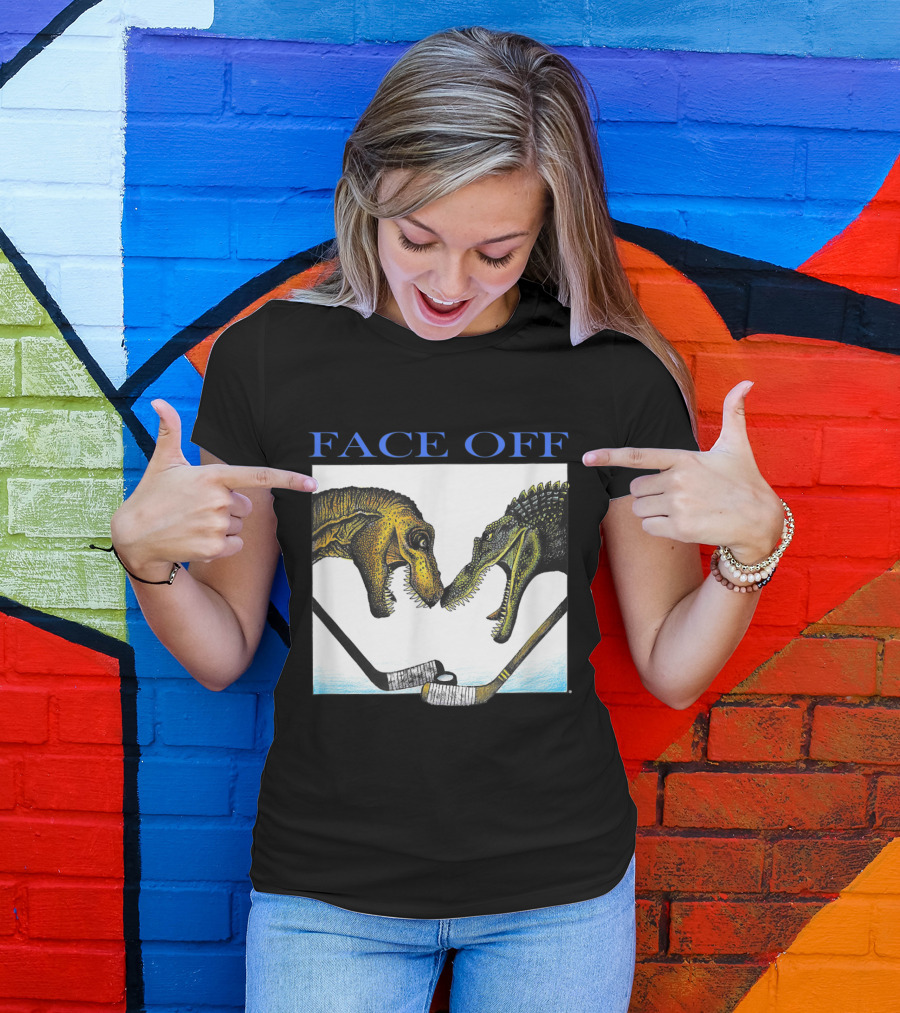 FACEOFF Dinosaur Hockey Duel Jurassic T-Shirt