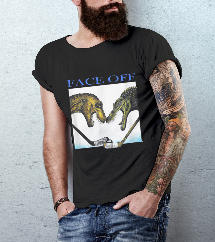 FACEOFF Dinosaur Hockey Duel Jurassic T-Shirt