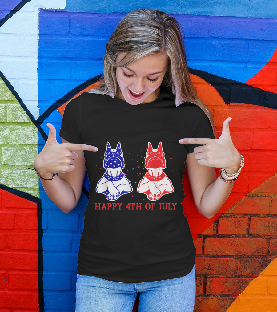 Happy 4th Of July Boxer Independence Day USA Flag Colors T-Shirt