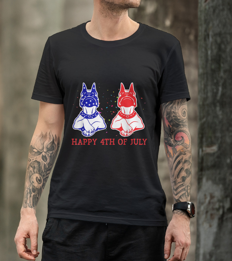 Happy 4th Of July Boxer Independence Day USA Flag Colors T-Shirt