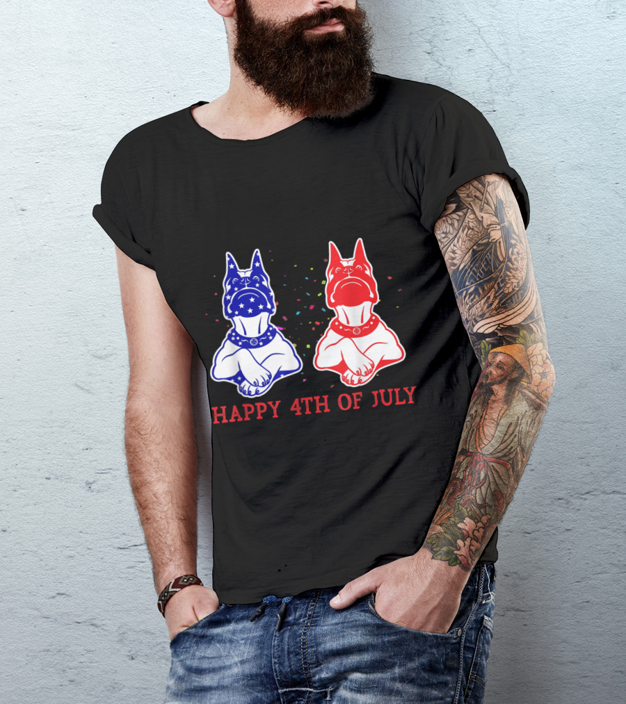 Happy 4th Of July Boxer Independence Day USA Flag Colors T-Shirt
