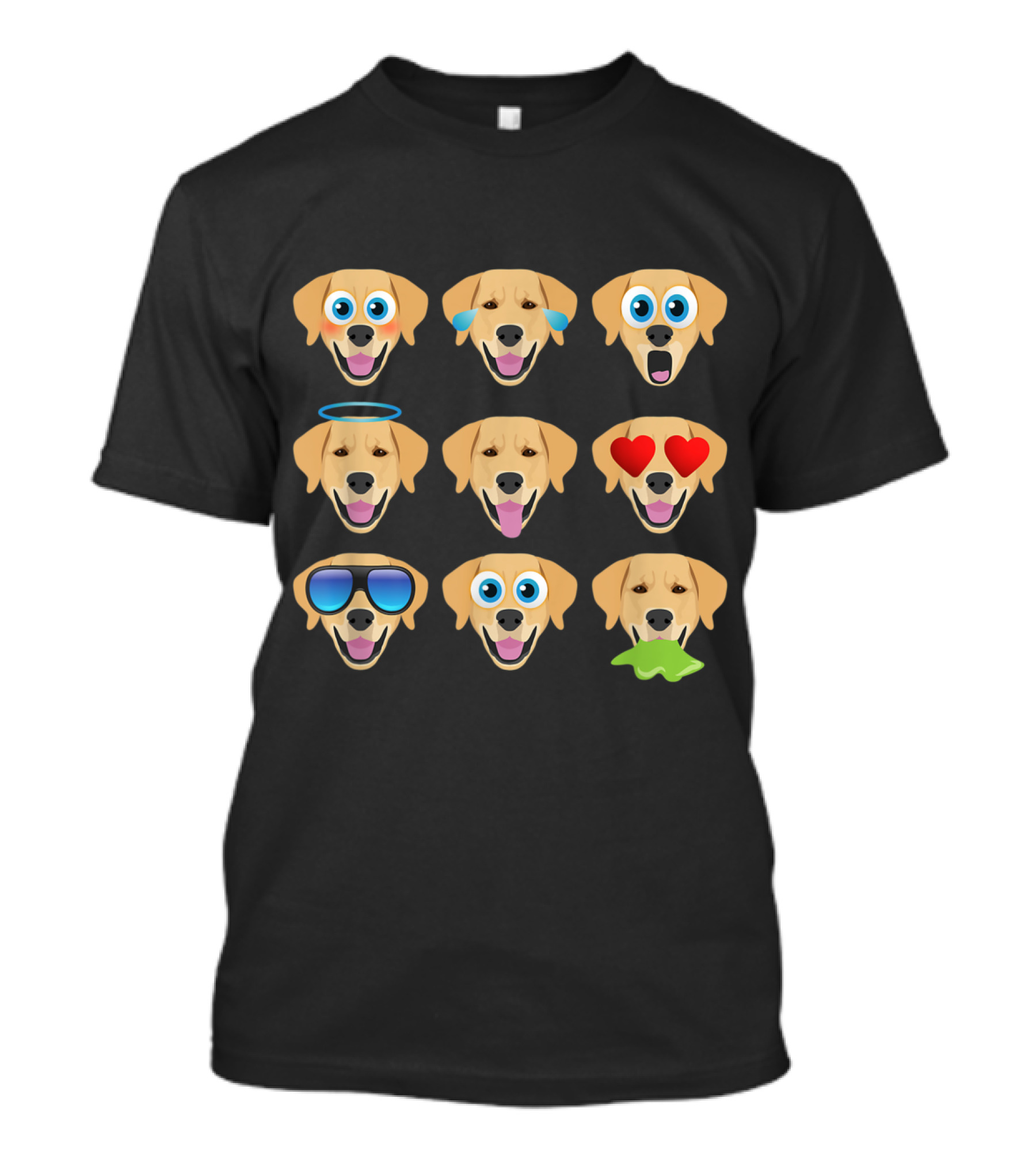 Funny Lab Tees Golden Retriever Nine Emoji Expressions T-Shirt