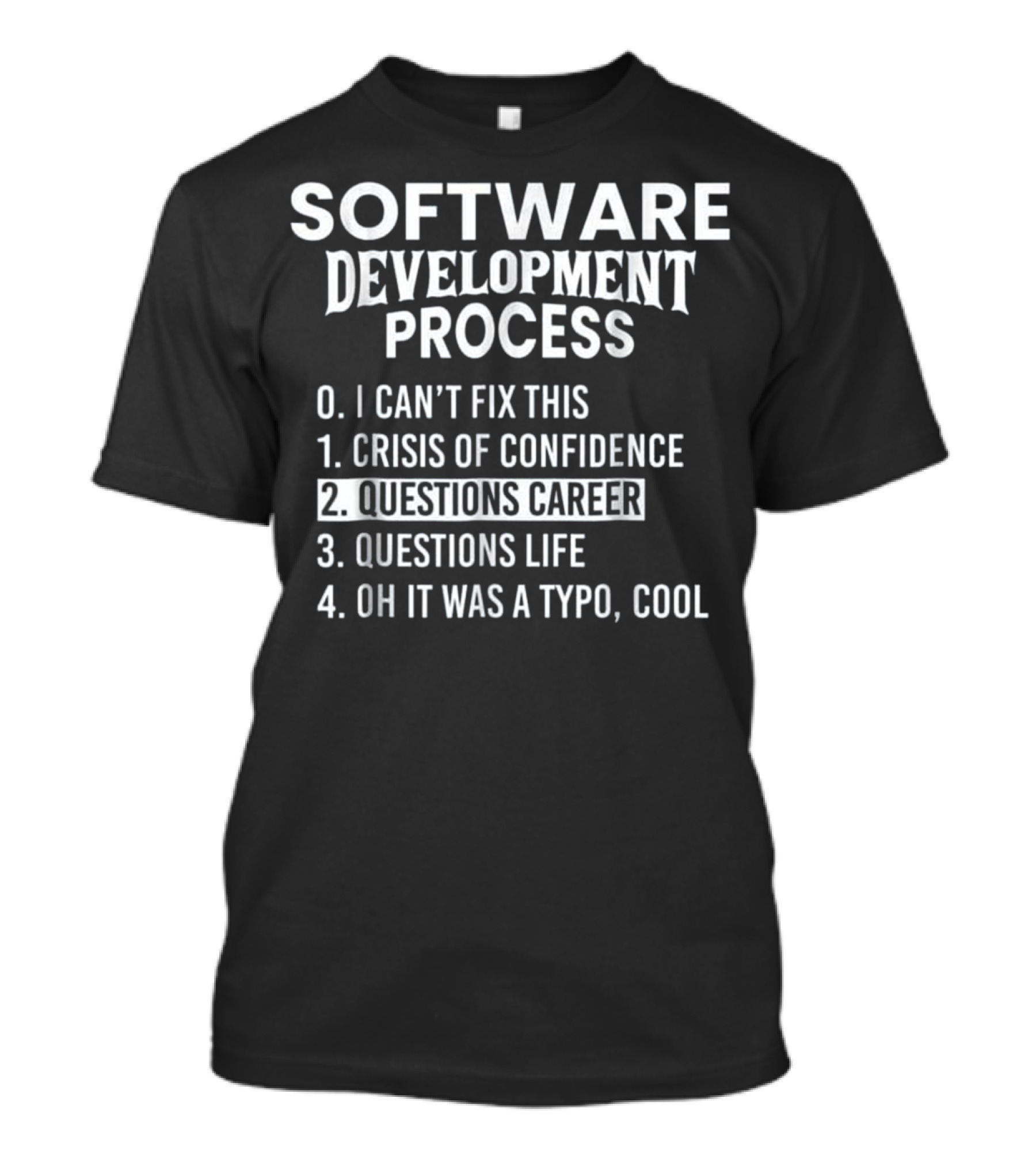 Software Development Process I Can't Fix This Crisis Of Confidence Questions Career Questions Life Oh It Was A Typo Cool T-Shirt