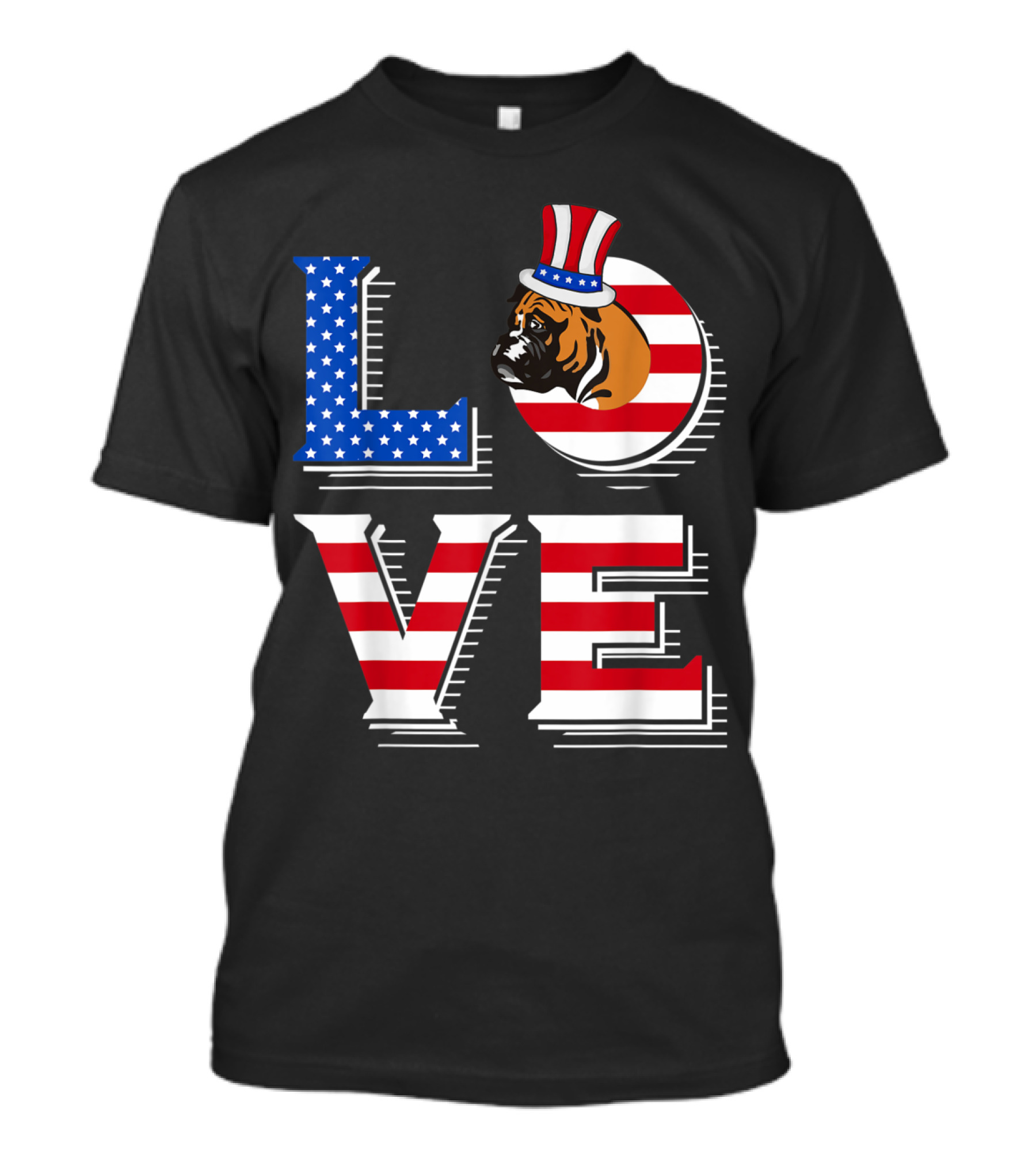 Boxer Love American Flag Patriotic Fourth Of July T-Shirt
