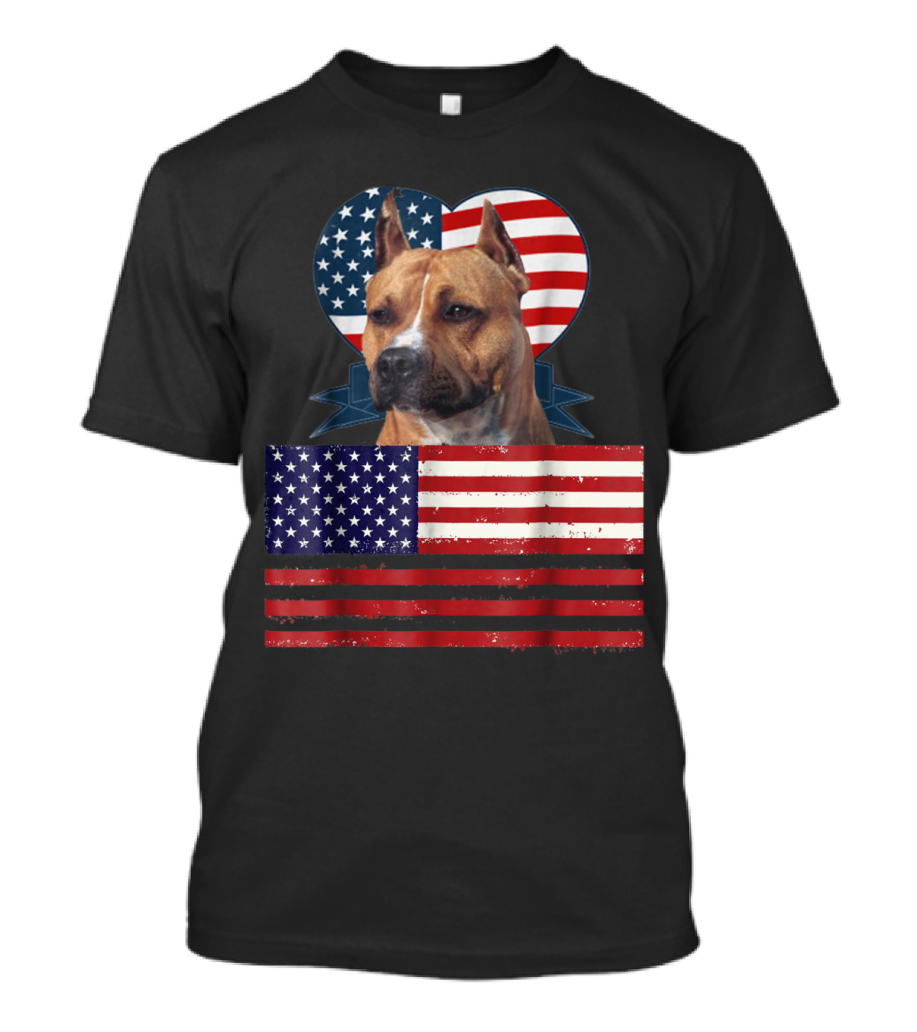 I Love My Pitbull American Flag Heart Duo T-Shirt