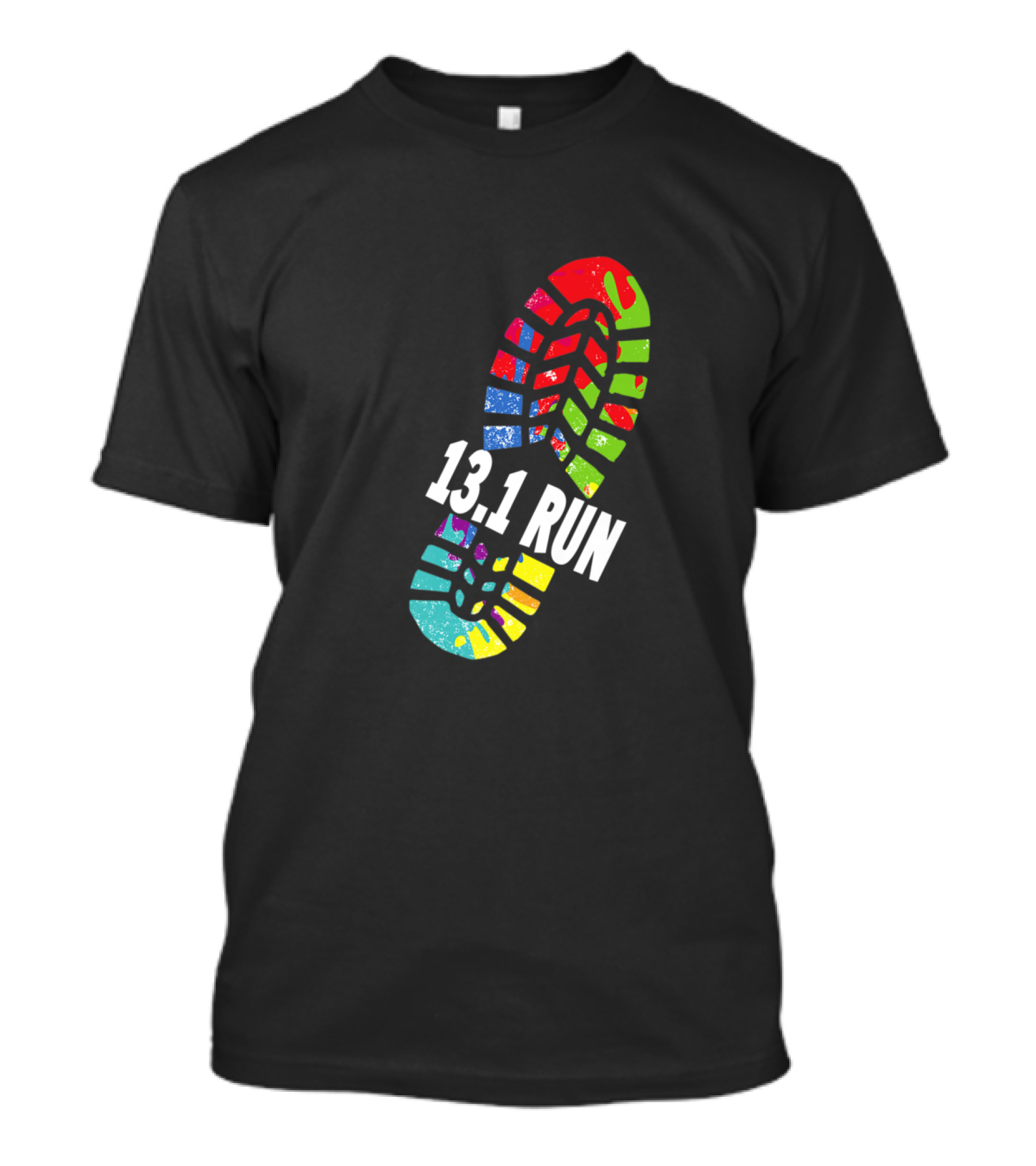 Funny Marathon Runner 13.1 Run Colorful Shoe Print T-Shirt