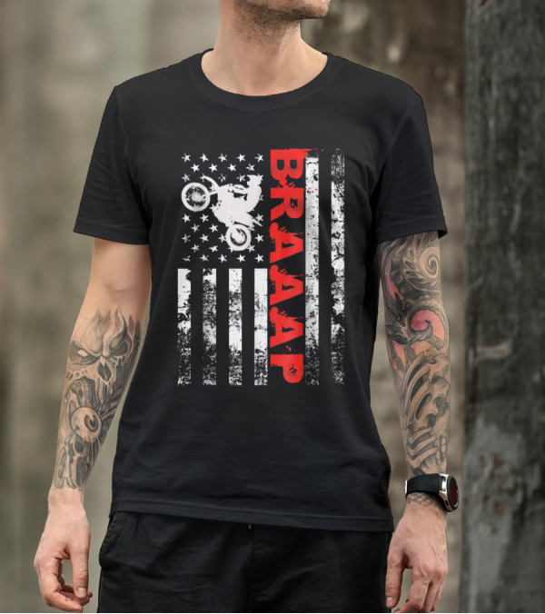 Braaap Motocross USA American Flag T-Shirt