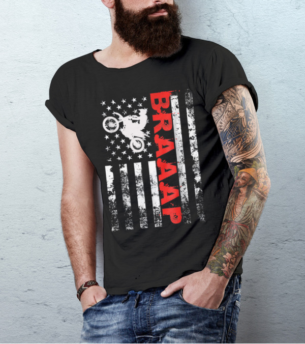 Braaap Motocross USA American Flag T-Shirt