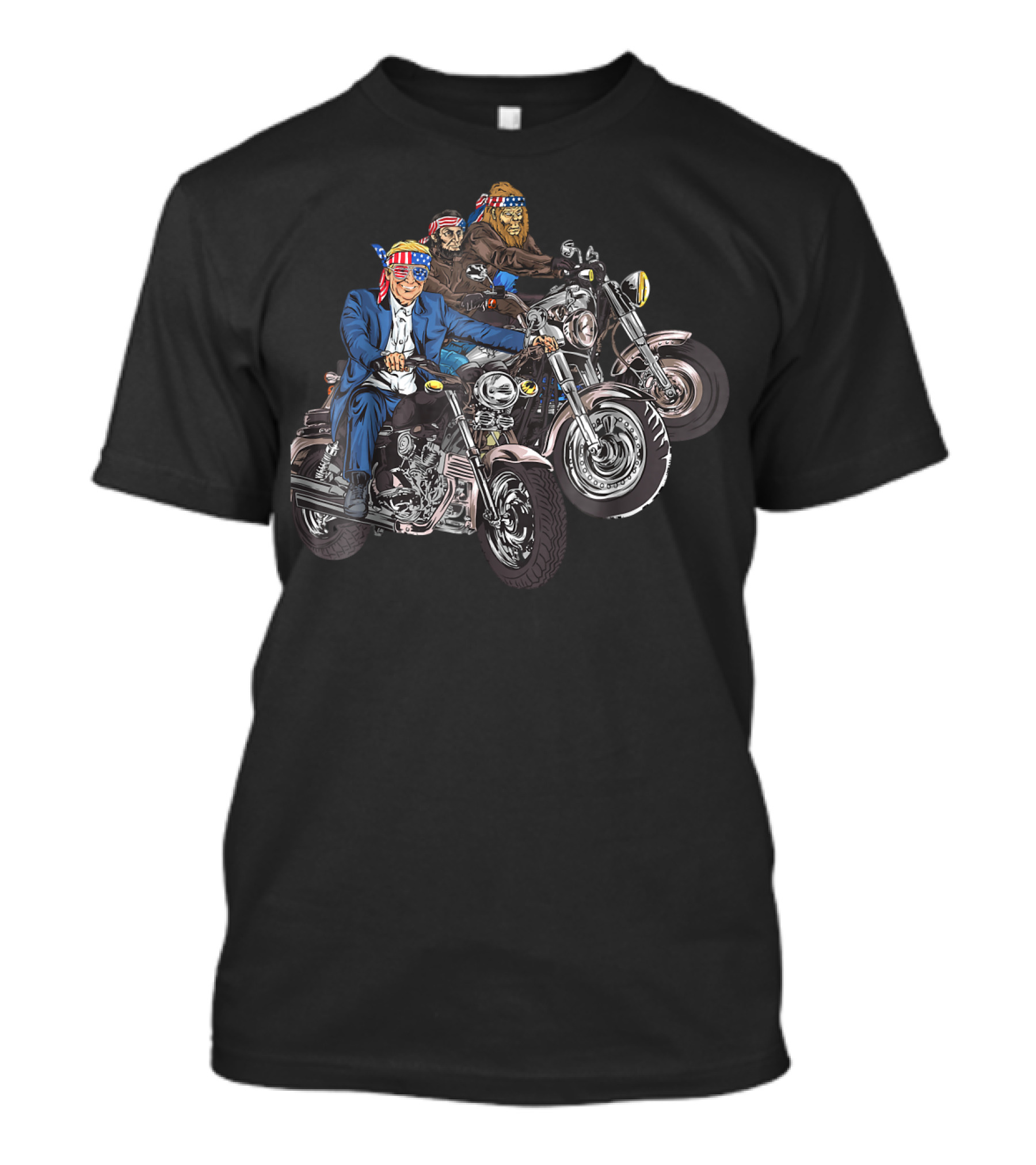 Trump Merica Abe Lincoln Bigfoot Americ Motorcycles USA Bandanas T-Shirt
