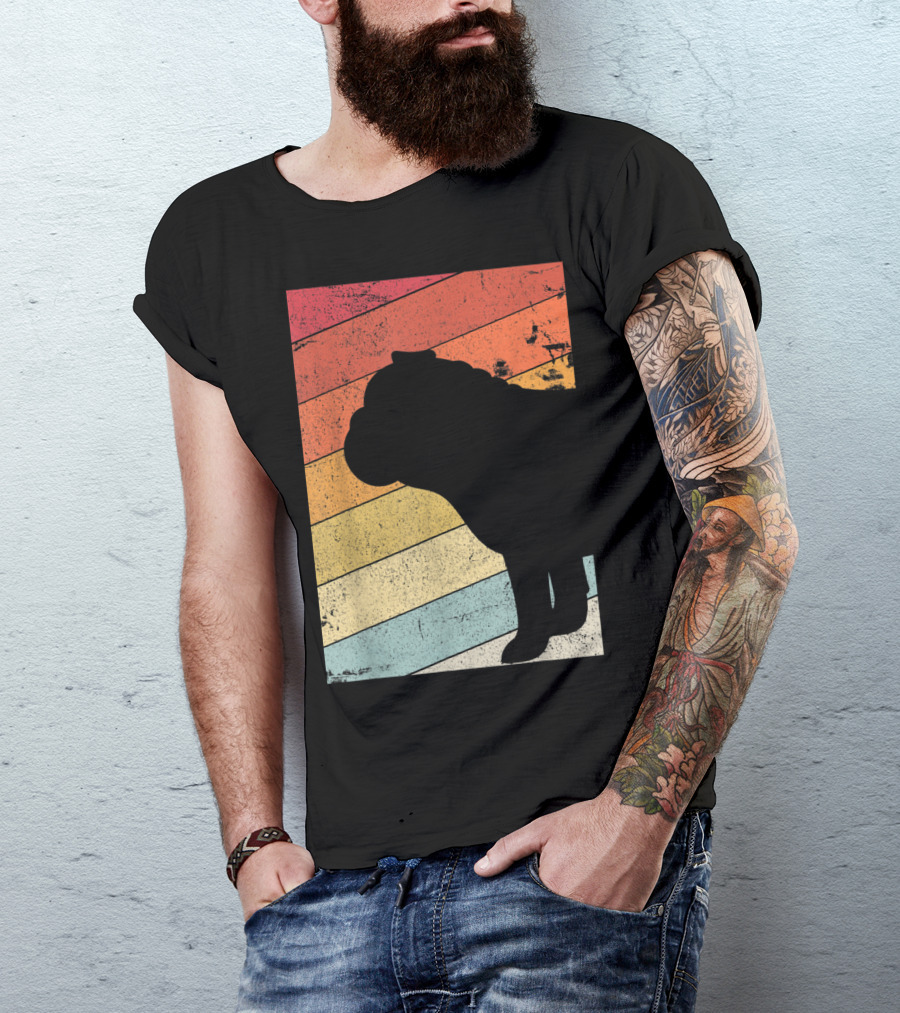 British Bulldog Styl Retro Silhouette Vintage Stripes T-Shirt
