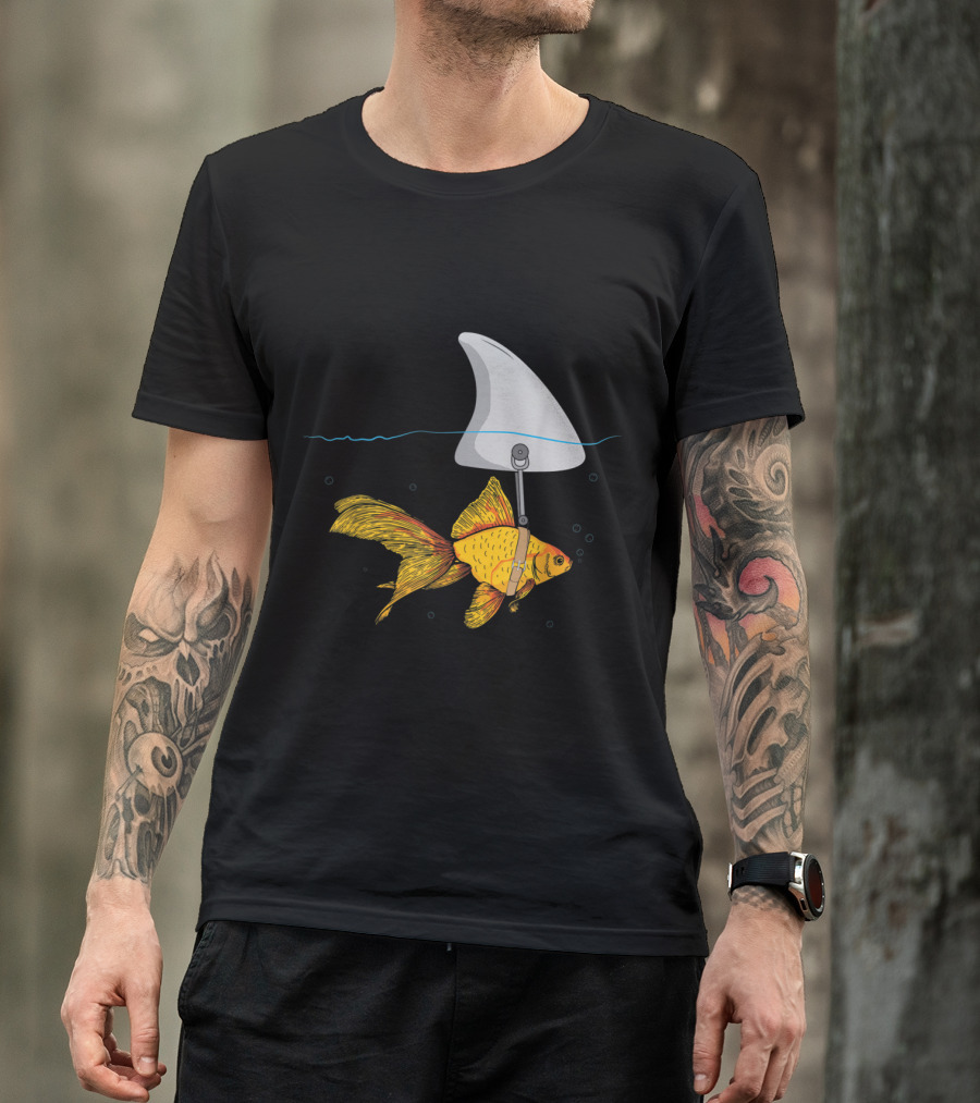 Goldfish With Fake Shark Fin Fun T-Shirt