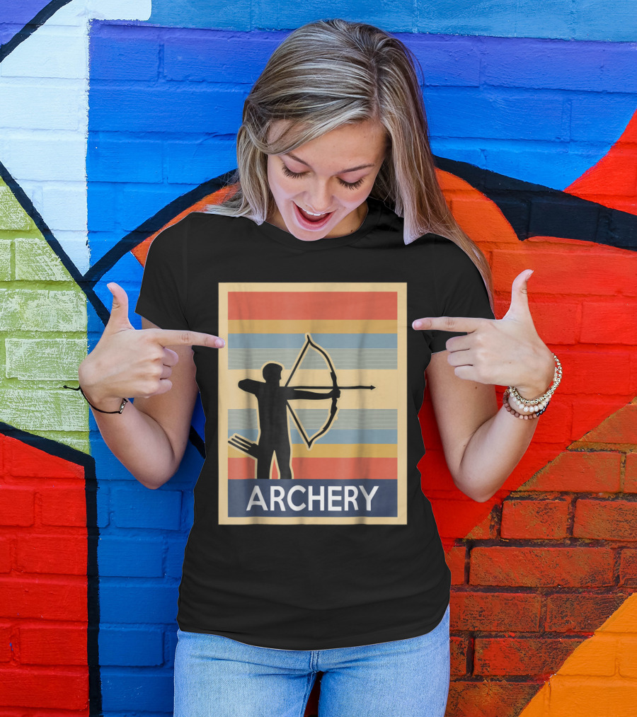 Archery Retro Silhouette In Vintage T-Shirt