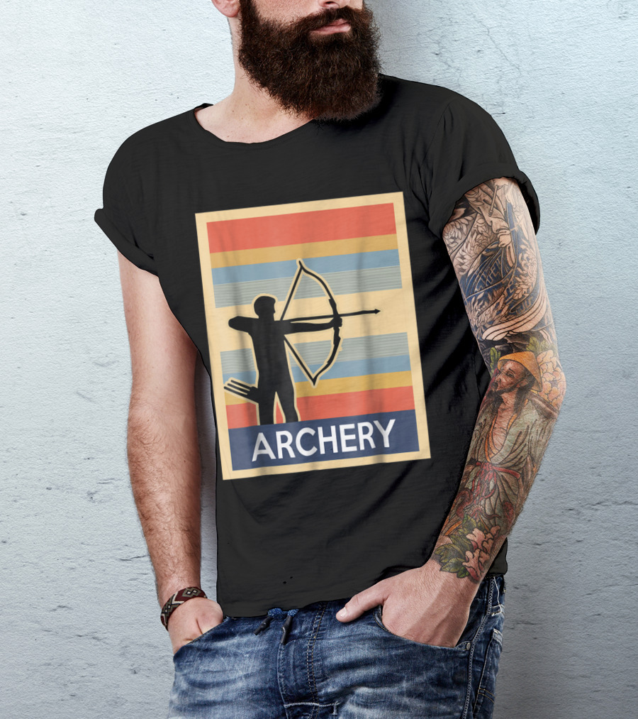 Archery Retro Silhouette In Vintage T-Shirt