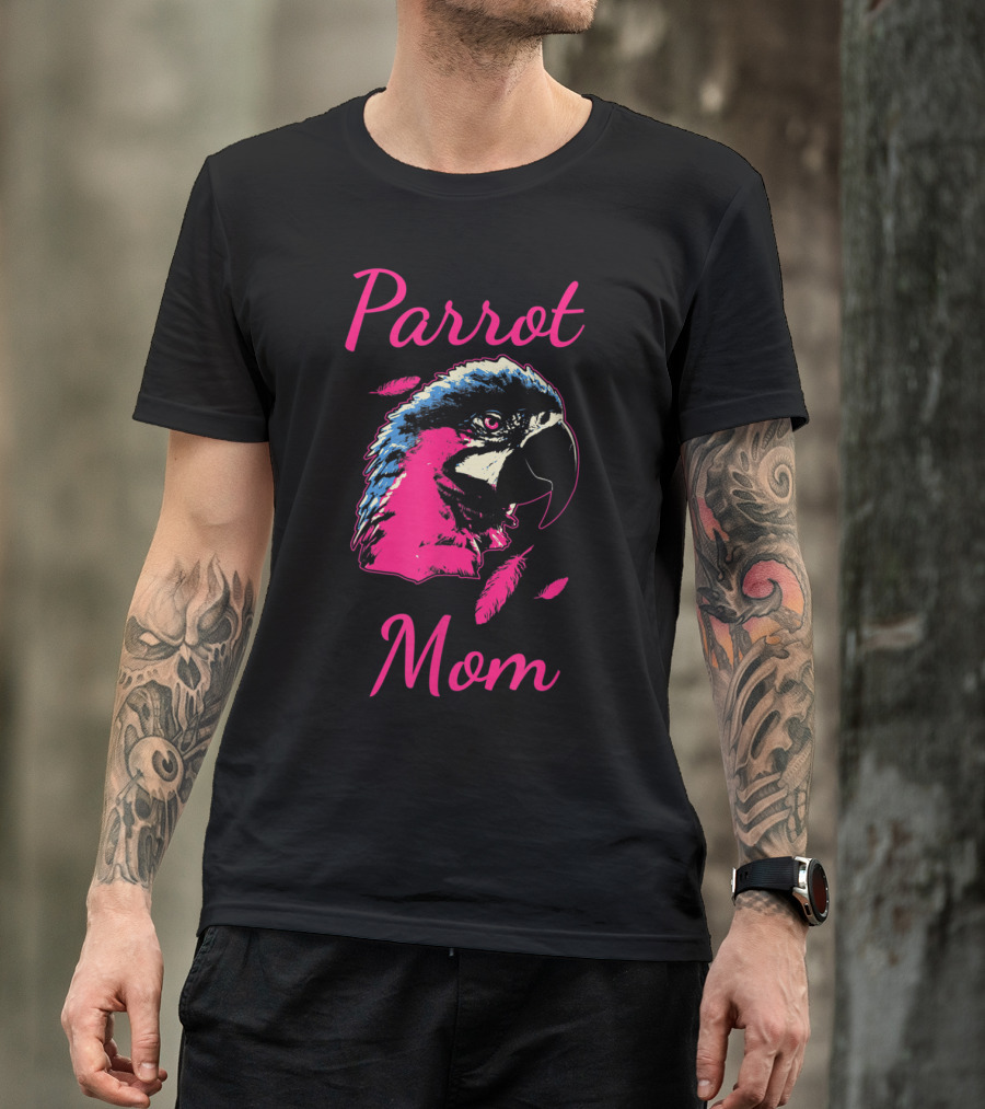 Parrot Mom Cute Funny Blue Feathers T-Shirt