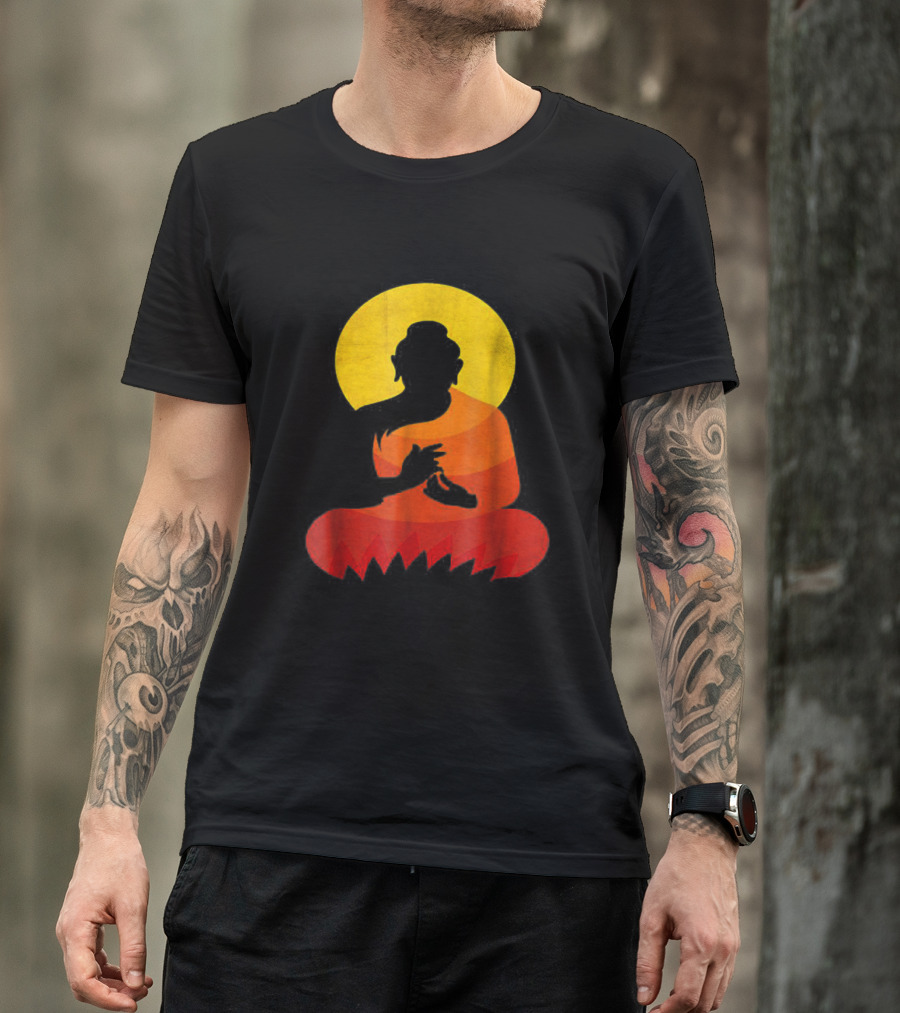 Buddha YingYang Zen Yoga Meditative Silhouette With Halo T-Shirt