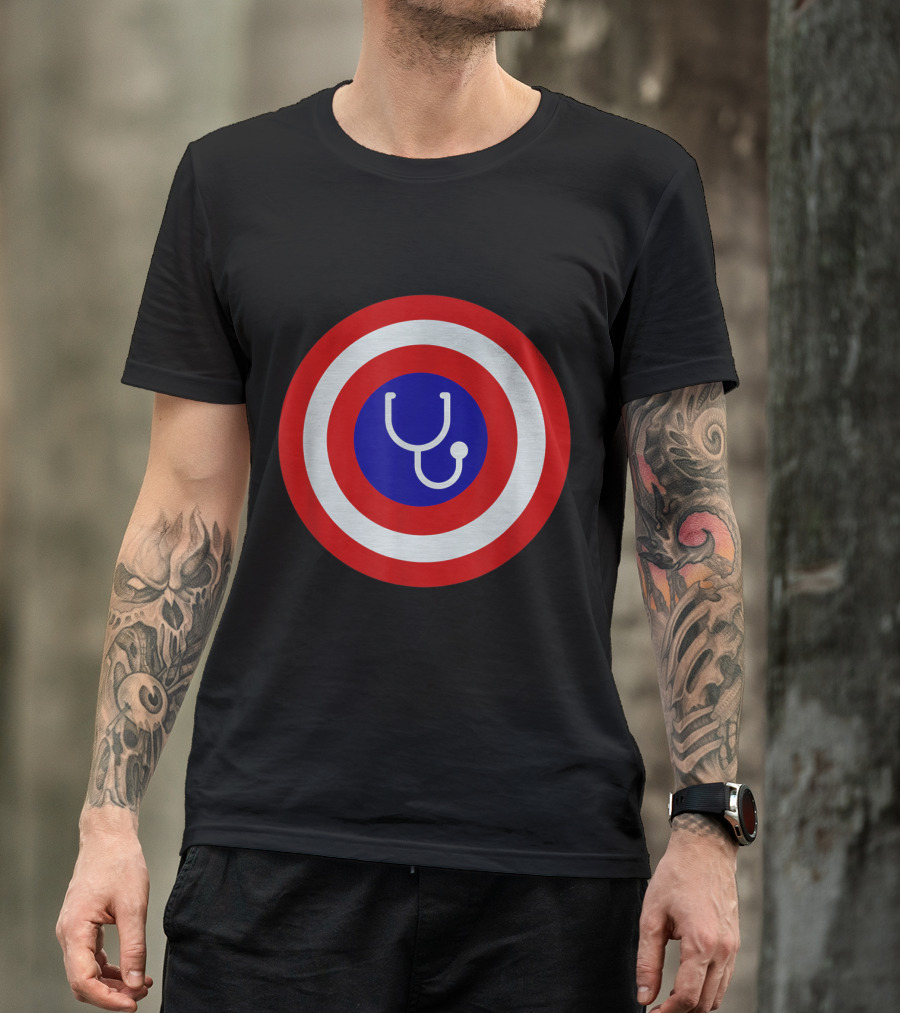 Super Funny Nurse Doctor Shield Stethoscope T-Shirt