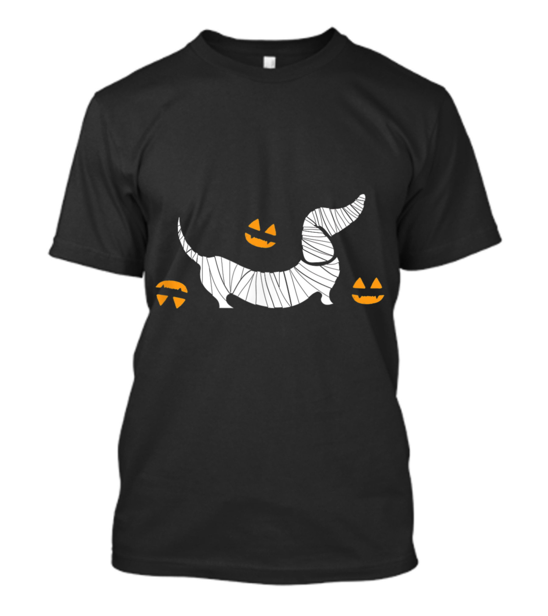Mummy Dachshund Halloween With Pumpkin Faces T-Shirt