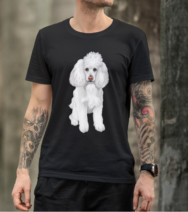 Cute Poodle Dog Face White Fluffy Pet T-Shirt