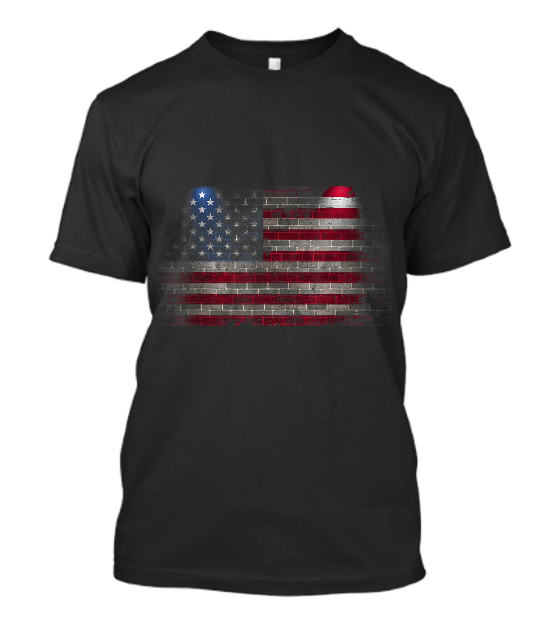 Build The Wall American US Flag Brick T-Shirt