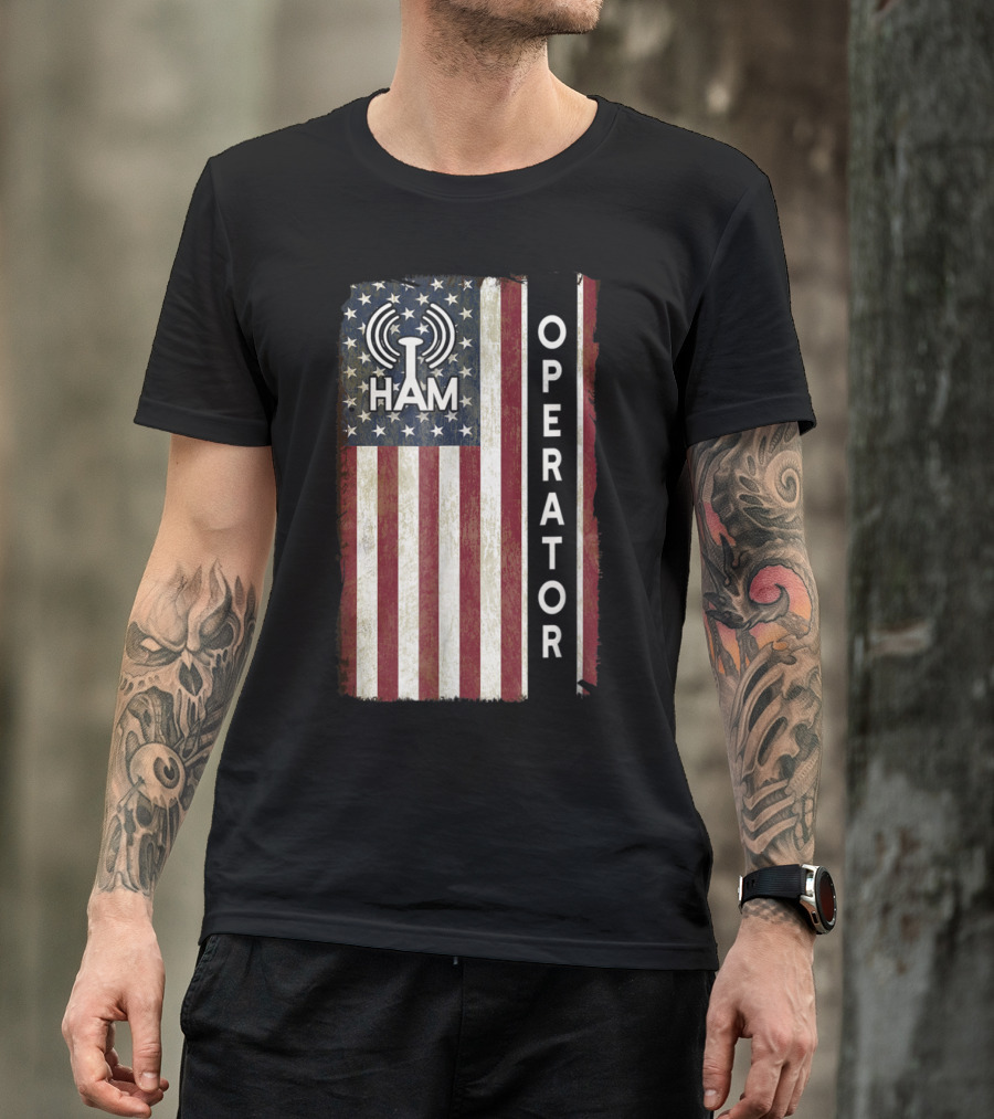 Ham Radio Operator American Flag 4th Of July T-Shirt