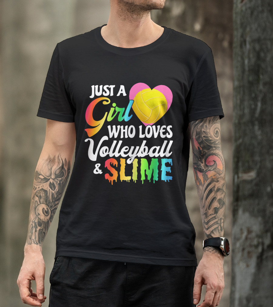 Just A Girl Who Loves Volleyball And Slime Heart Icon T-Shirt