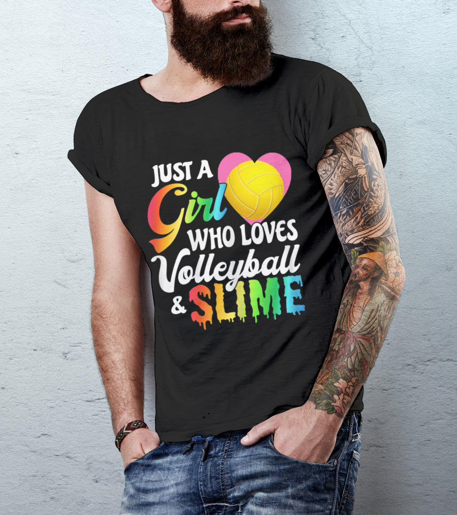Just A Girl Who Loves Volleyball And Slime Heart Icon T-Shirt