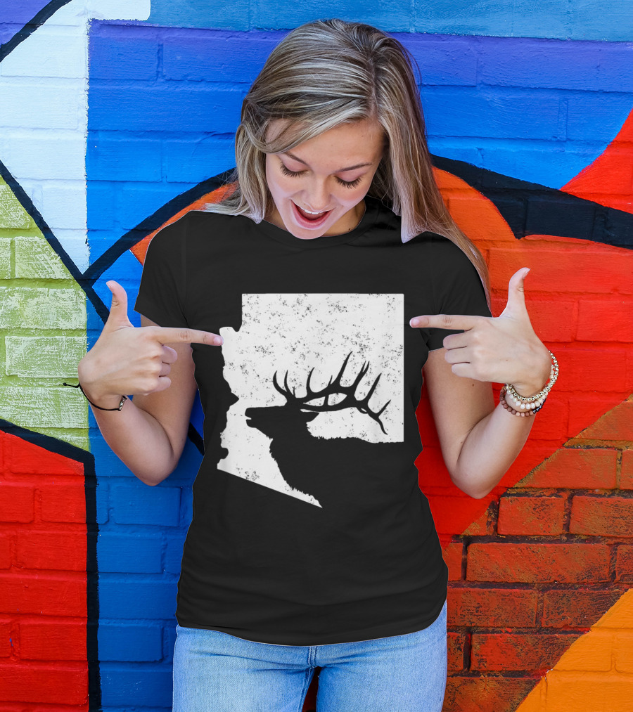 Arizona Bull Elk Silhouette Hunting Scene T-Shirt