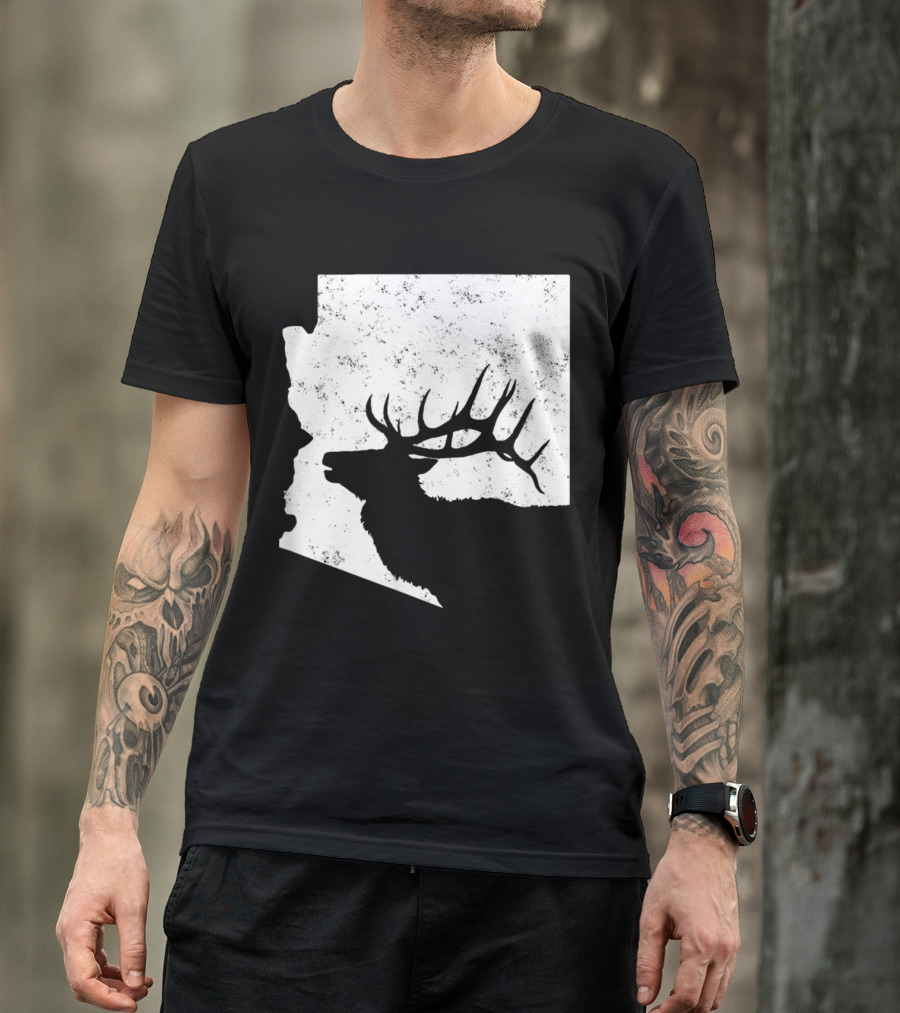 Arizona Bull Elk Silhouette Hunting Scene T-Shirt