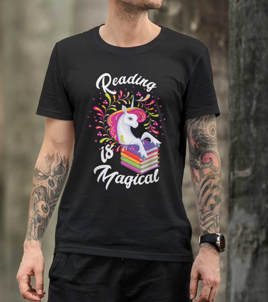 Reading Is Magical Unicorn Book Lover T-Shirt