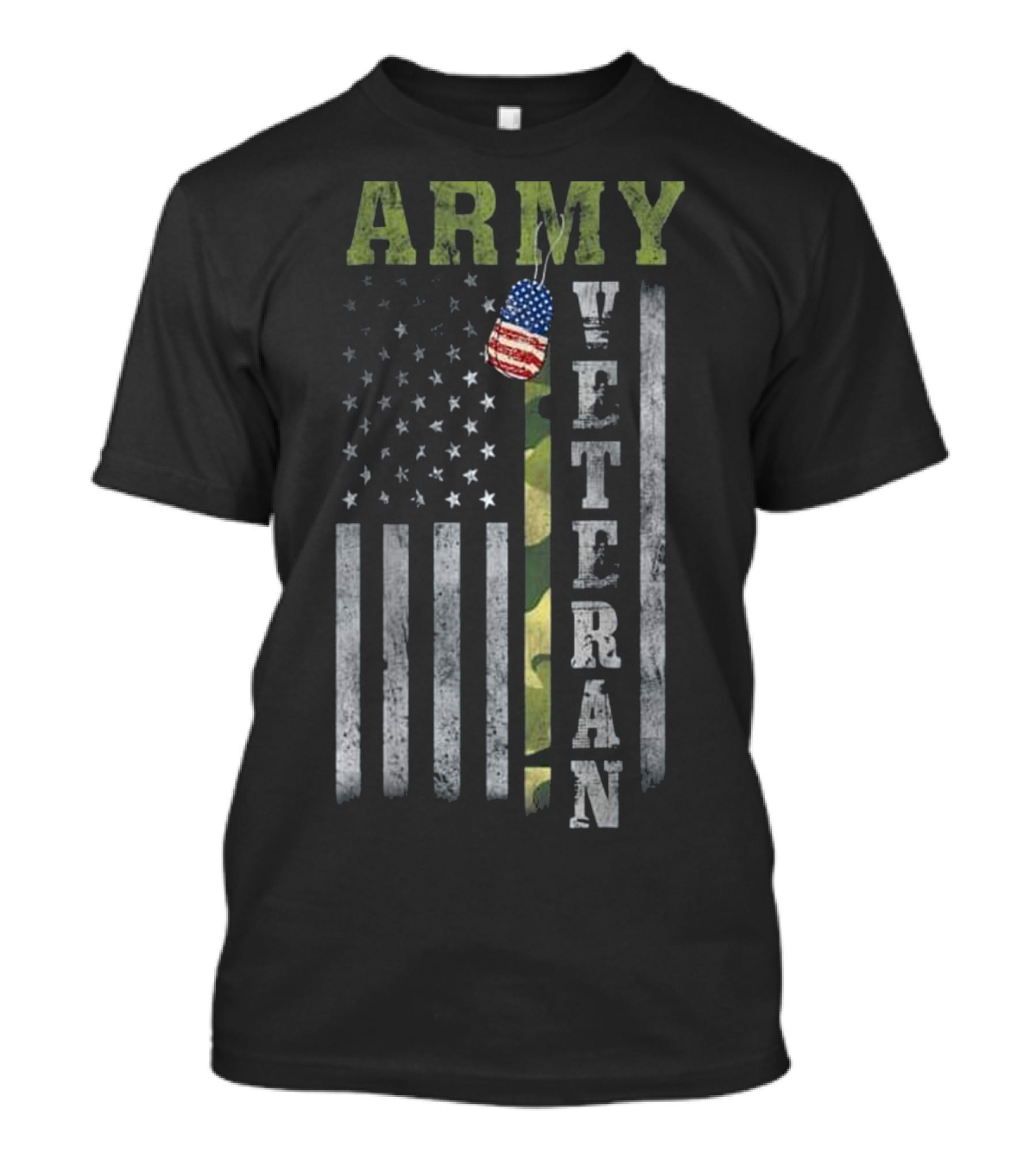 ARMY Veteran American Flag Dog Tags T-Shirt