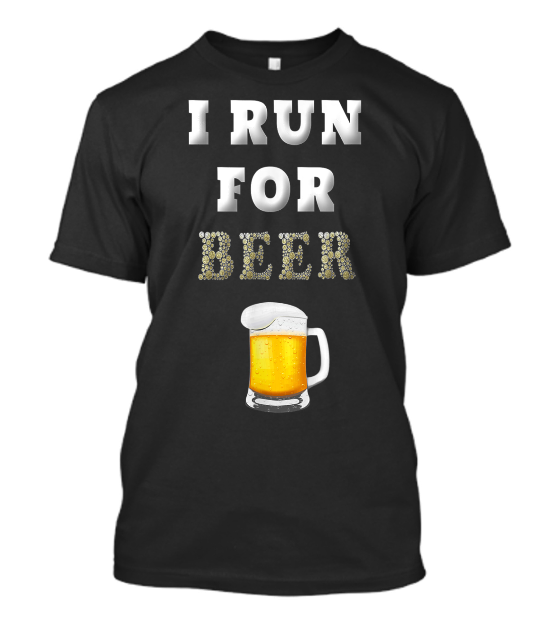 I Run For Beer With Mug Illustration Funny Running T-Shirt