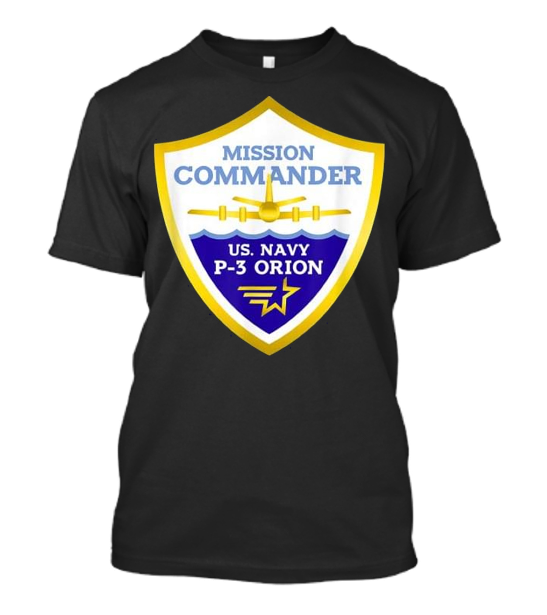 Mission Commander US Navy P-3 Orion Badge T-Shirt
