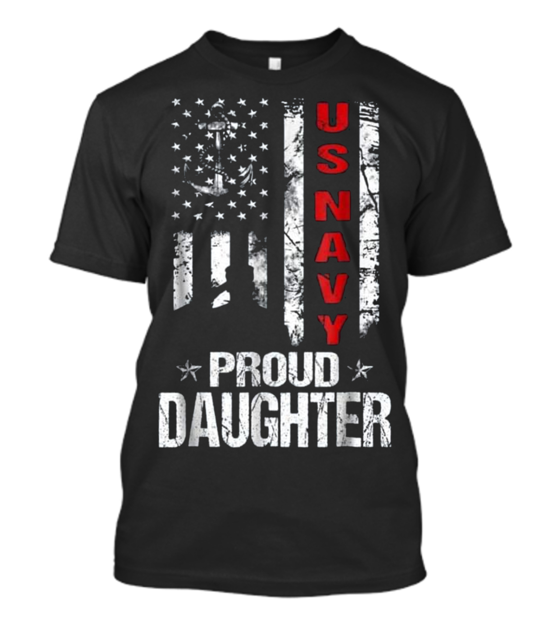 US Navy Veteran Proud Daughter Flag Anchor T-Shirt