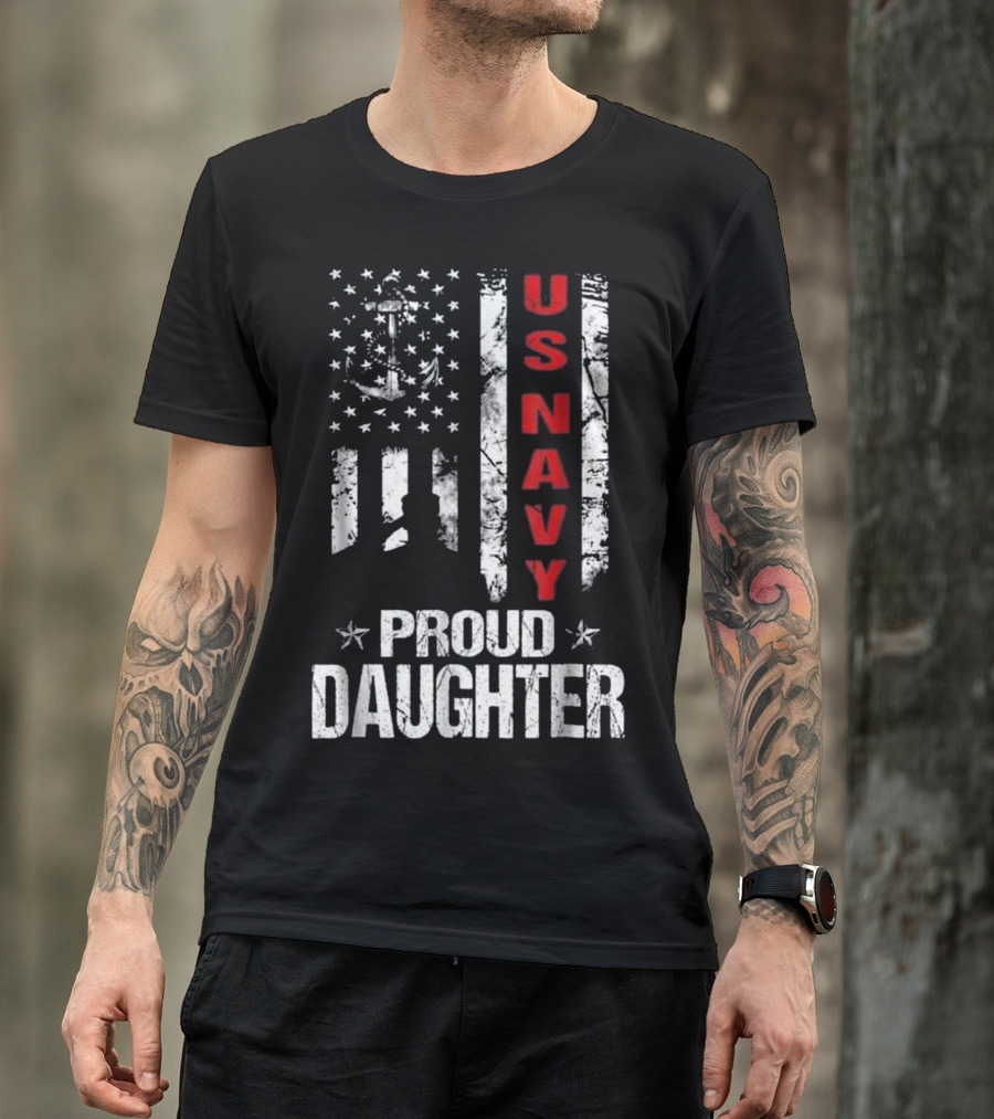 US Navy Veteran Proud Daughter Flag Anchor T-Shirt