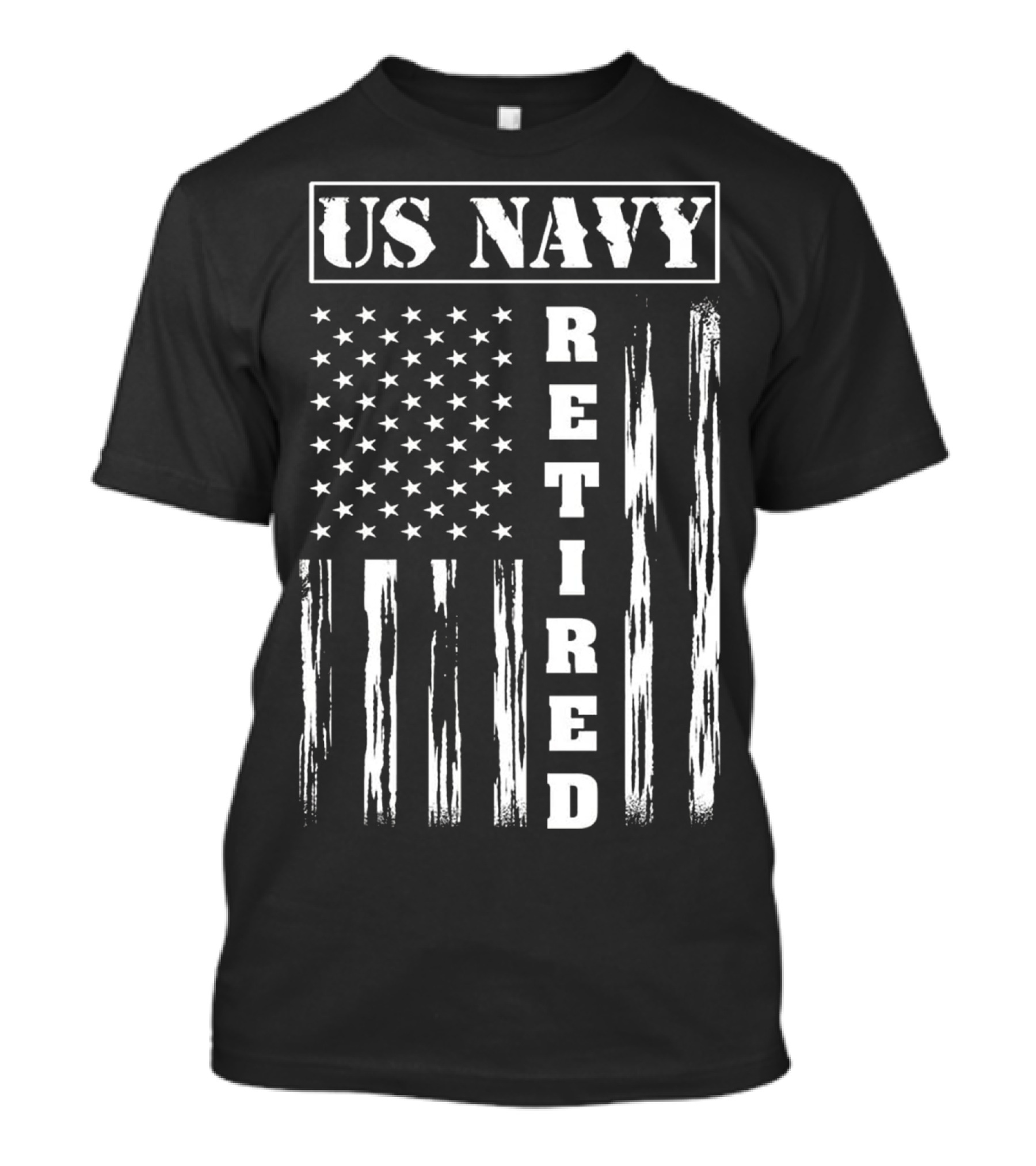 US NAVY Retired Distressed American Flag T-Shirt