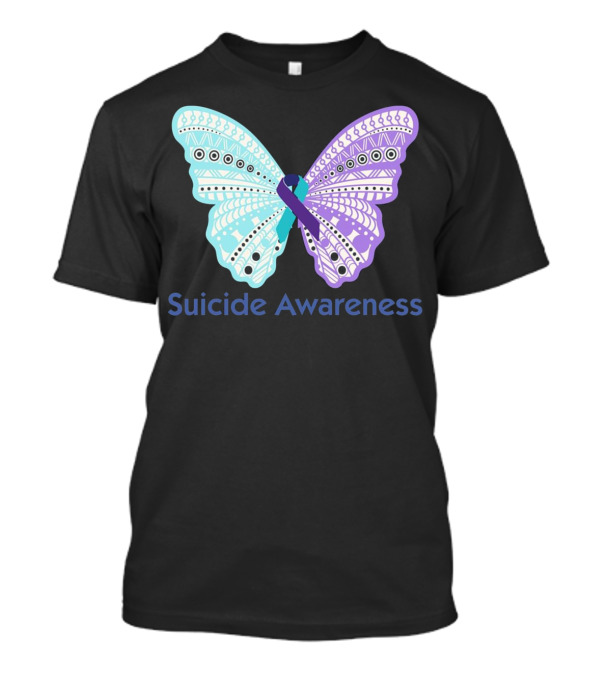 Suicide Awareness Butterfly With Purple And Teal T-Shirt