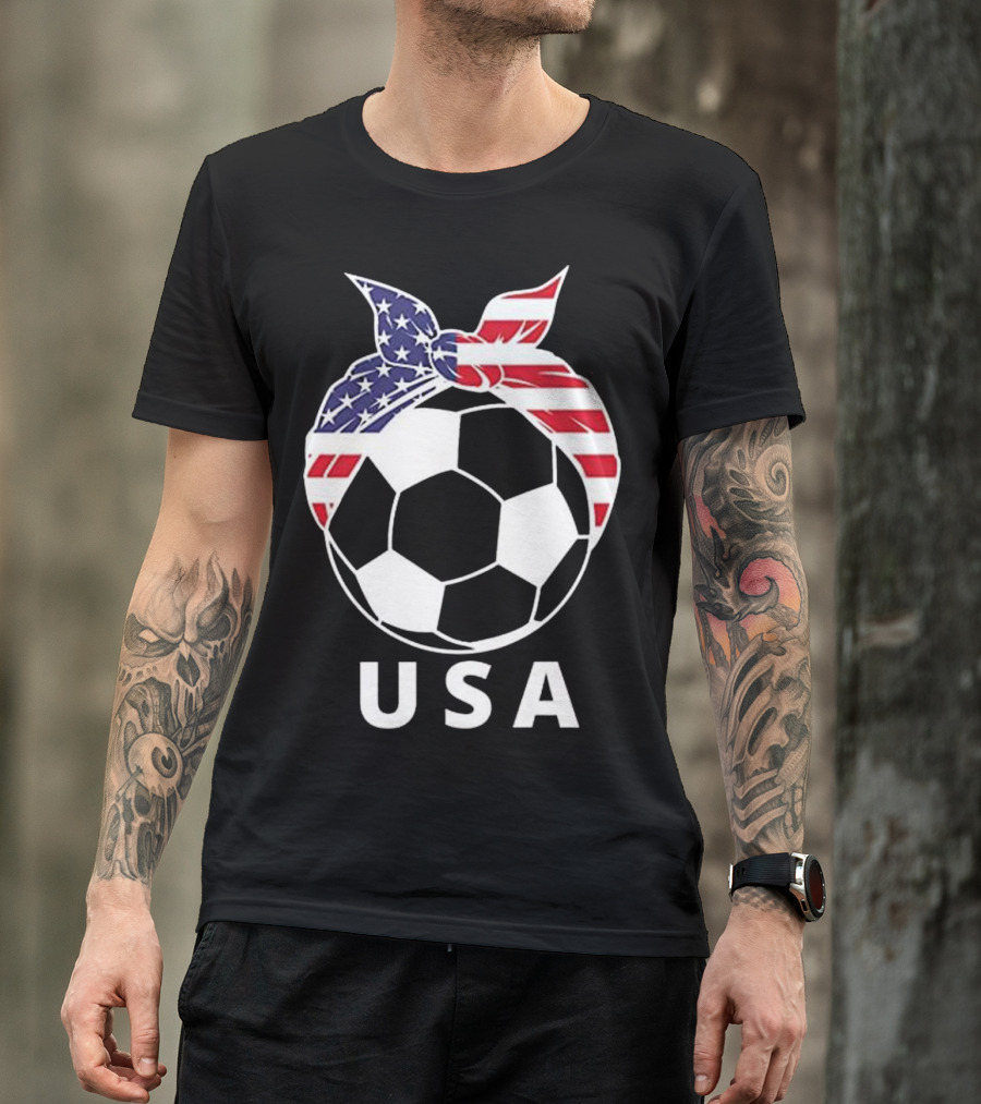 USA Soccer Kit American Girls National Football Team Stars And Stripes Soccer Ball T-Shirt