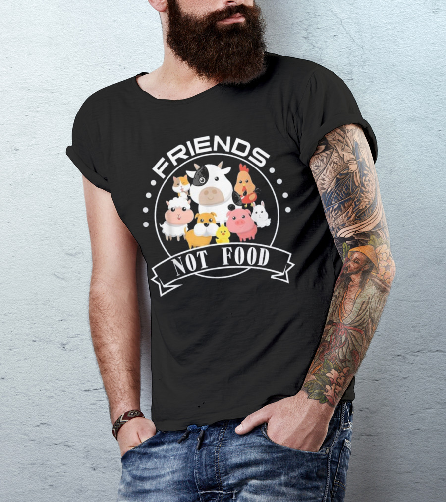 Friends Not Food Vegan Vegetarian Gifts Animals Are Friends T-Shirt